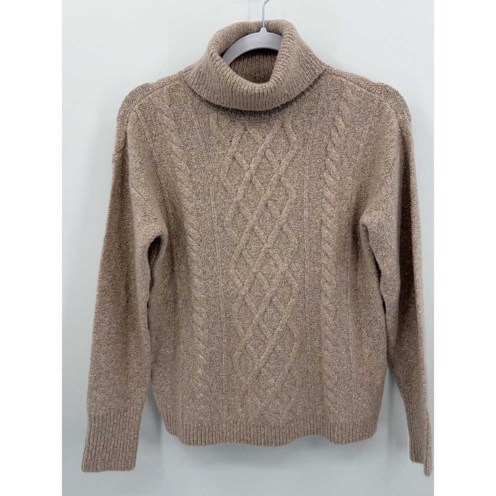 ELLEN‎ TRACY SweaterCotton Mohair Blend Cable Turtleneck Blush Pink Size XS